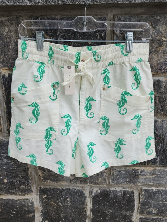 Maeve Pants - Maeve Escape Seahorse Print  Drawstring Shorts Medium